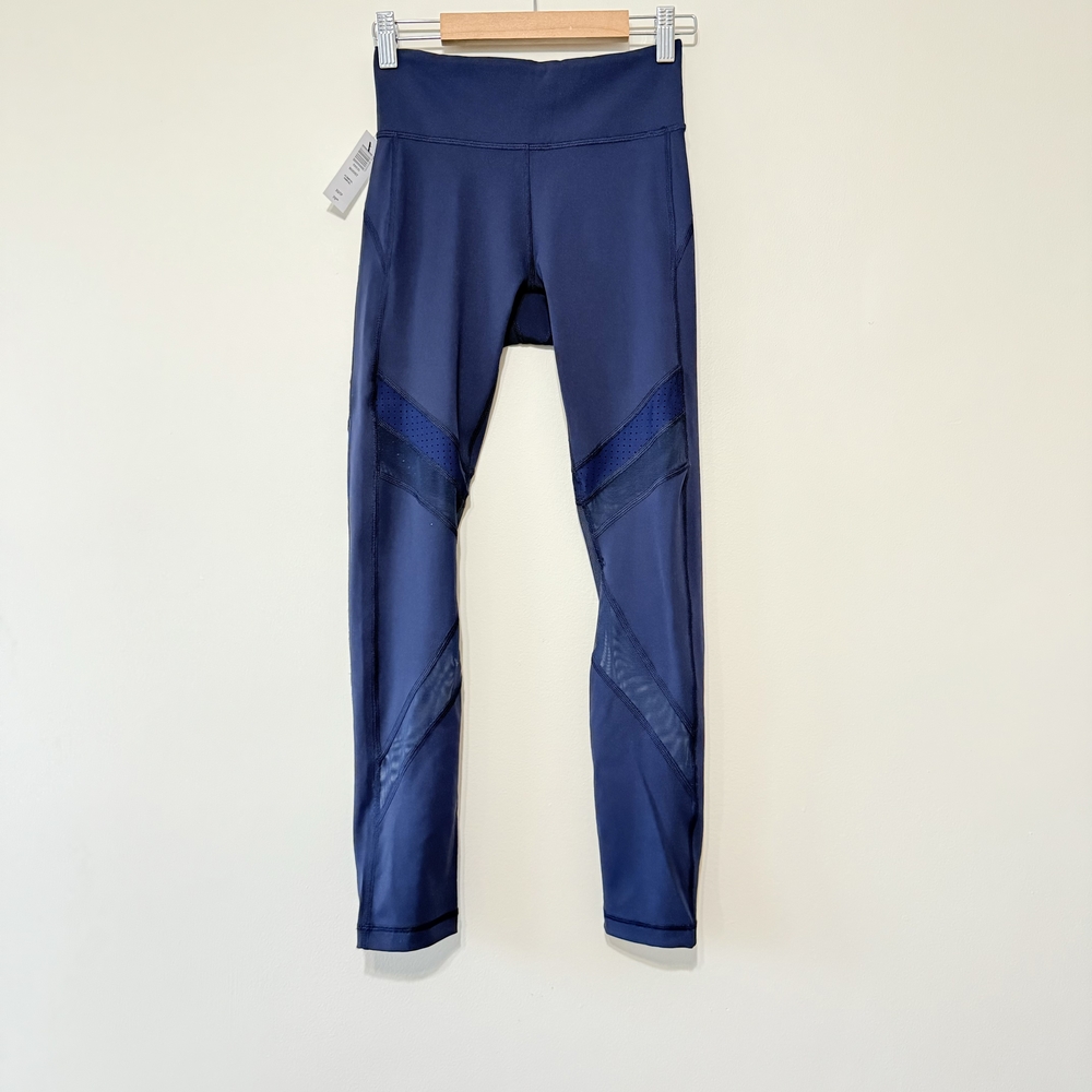 Aritzia The Constant Boost Spin Pant Mid Rise Mesh Panel Leggings Navy Blue